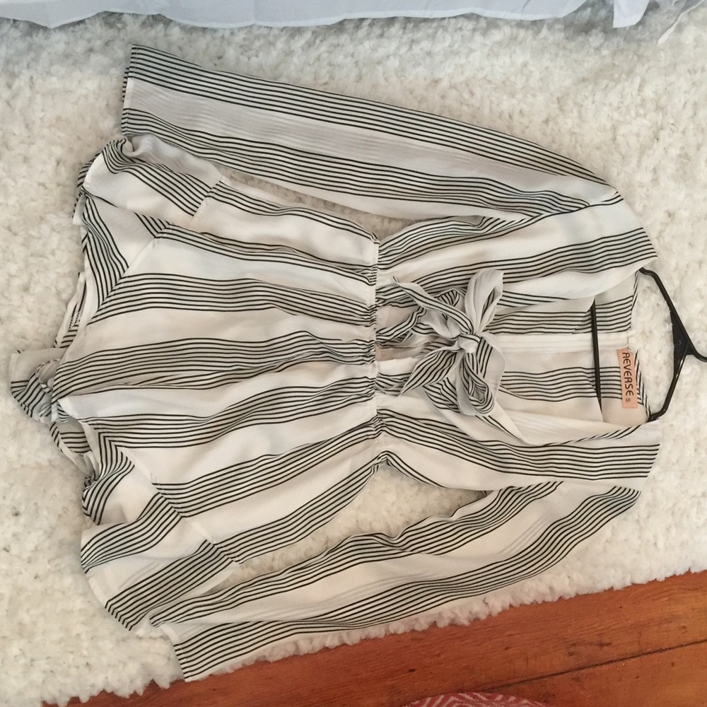 Black and white striped romper